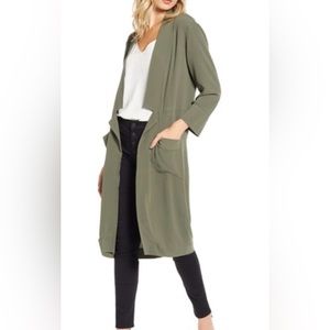NWT| Chelsea28 | Notch Detail Duster Cardigan | Olive Green | L